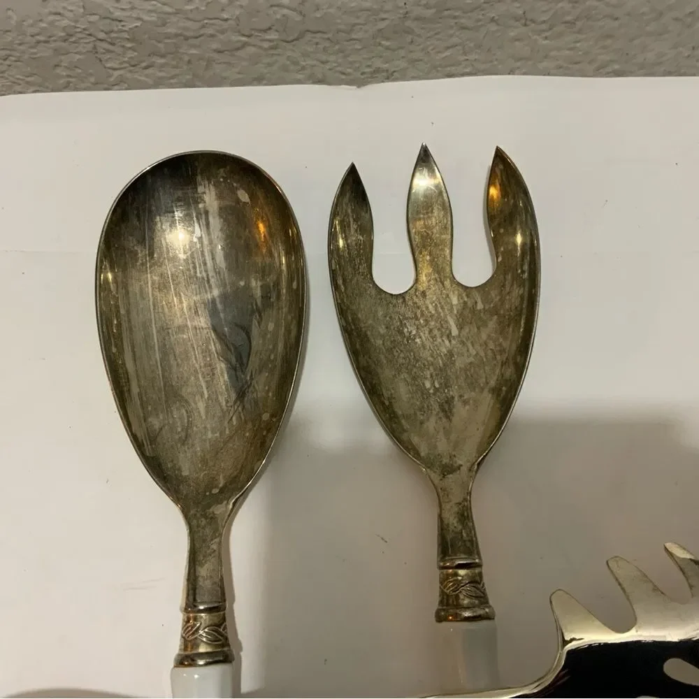 Godinger Art Co. Silver Plated 3 Pc. Hostess Serving Set w/ Porcelain Handle G2